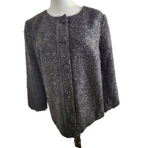 Talbots RSVP Petite Size 16P Black Sparkle Tweed Button Front Blazer Jacket NWT